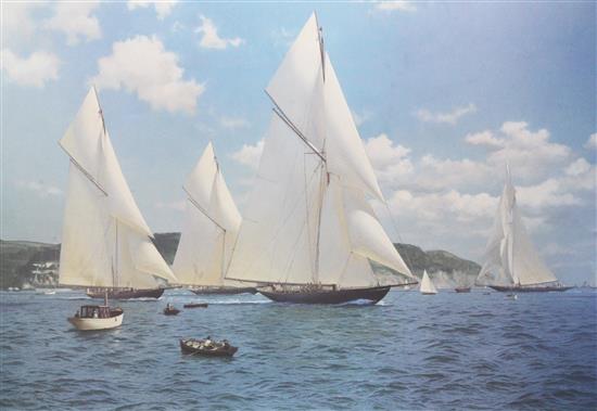 John Steven Dews (1949-) Yachting scenes, overall 21.5 x 31in.